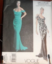 2801 VOGUE SASSOON EXOTIC OFF-SHOULDER FLOOR DRESS PATTERN  12-16 or  18-22 Uncut choice